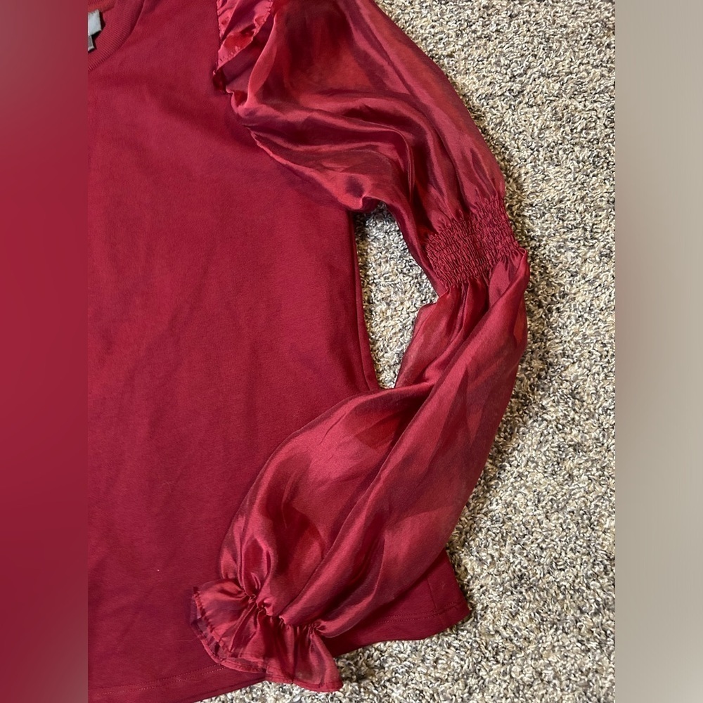 Anthropologie NWOT top with dramatic sheer sleeves size small - Picture 5 of 10